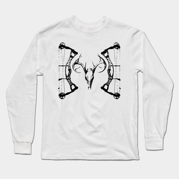 DeerSkull & Compound Bow Long Sleeve T-Shirt by GrumpyDog
